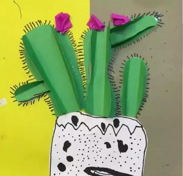 圆形手工制作仙人掌创意废物利用,硬卡纸仙人掌手工制作大全