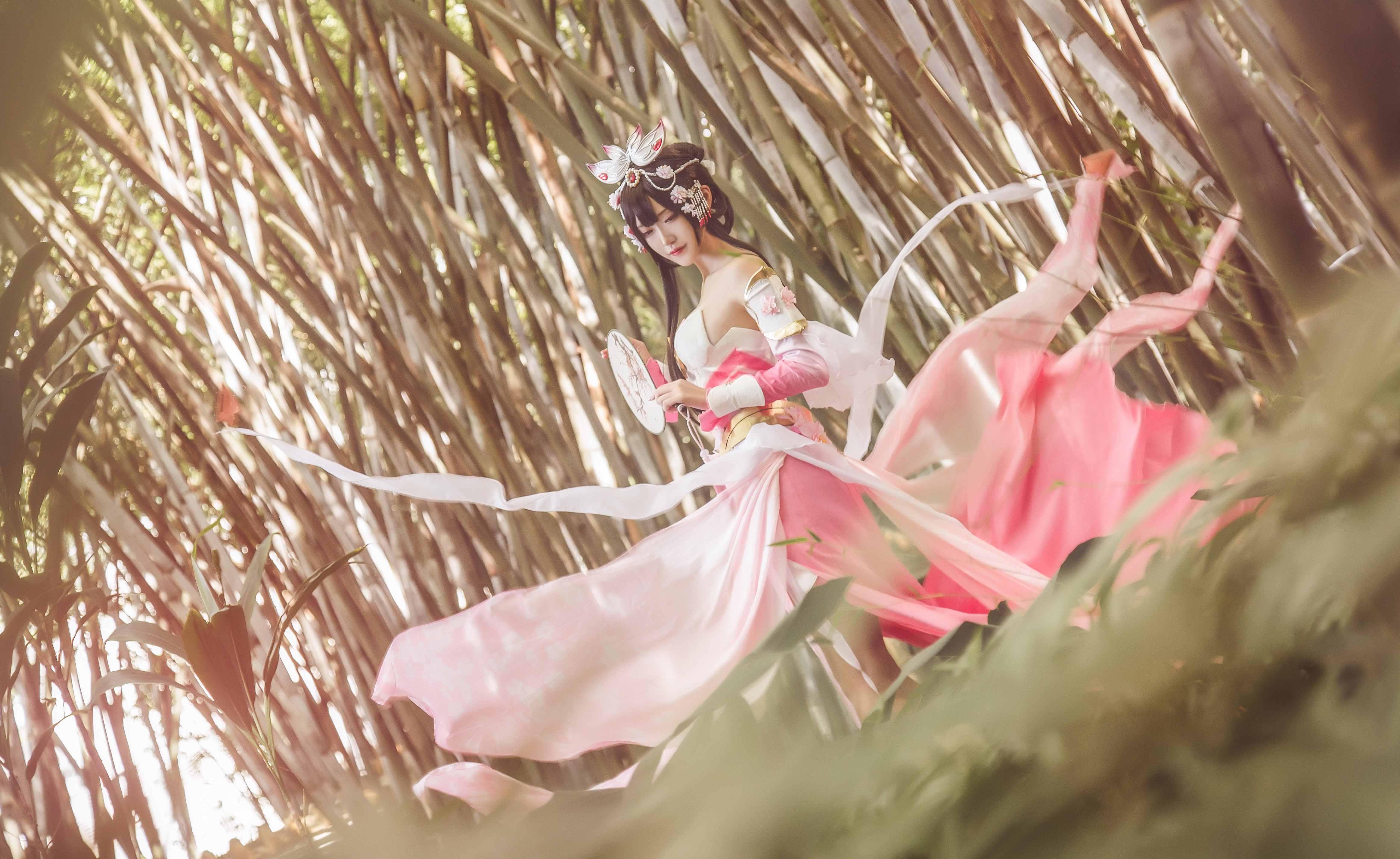 腐团儿cos照美冥直播回放,甄姬游园惊梦cos假发教程