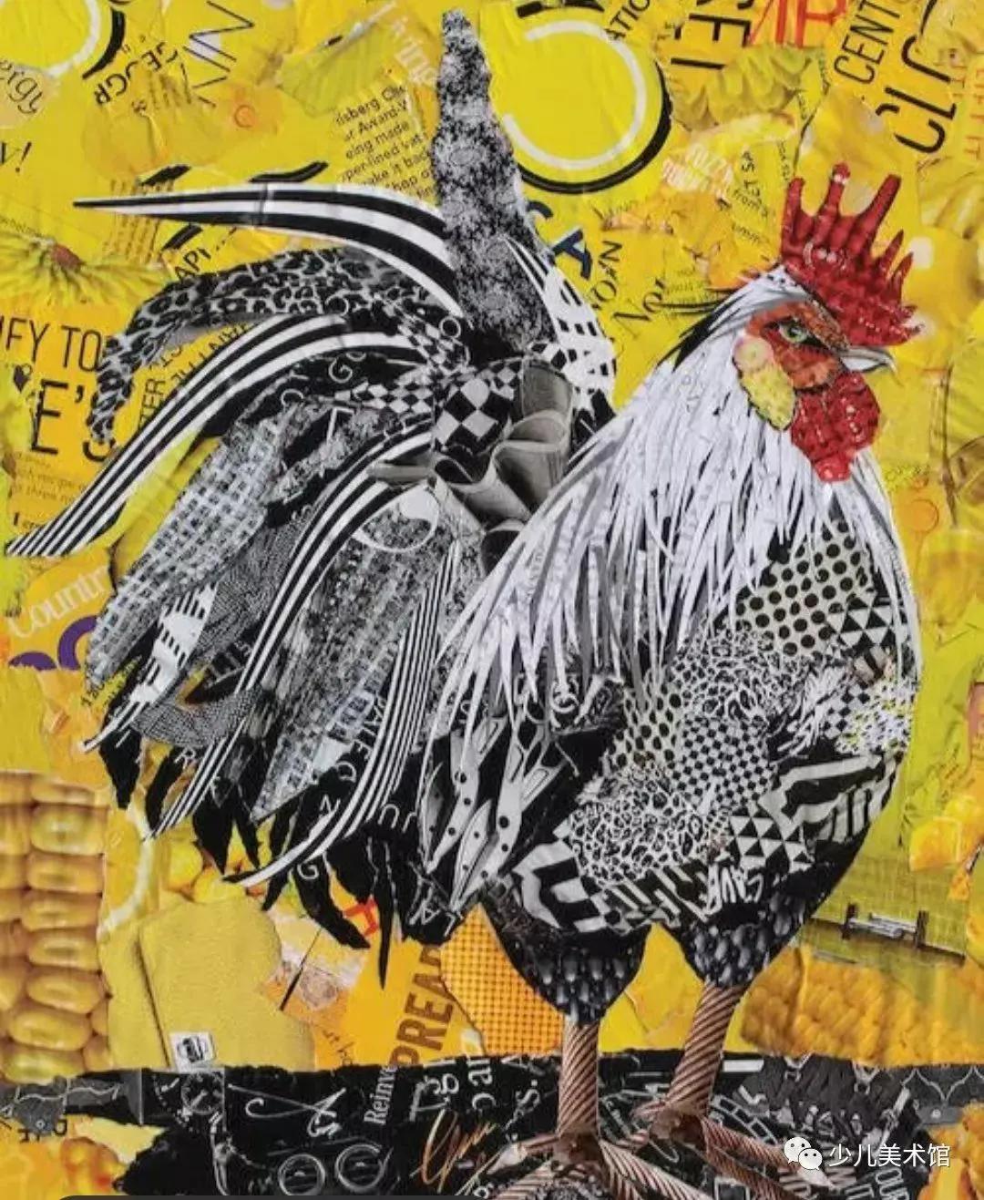 拼贴画创意作品手工小学,拼贴画创意美术教程