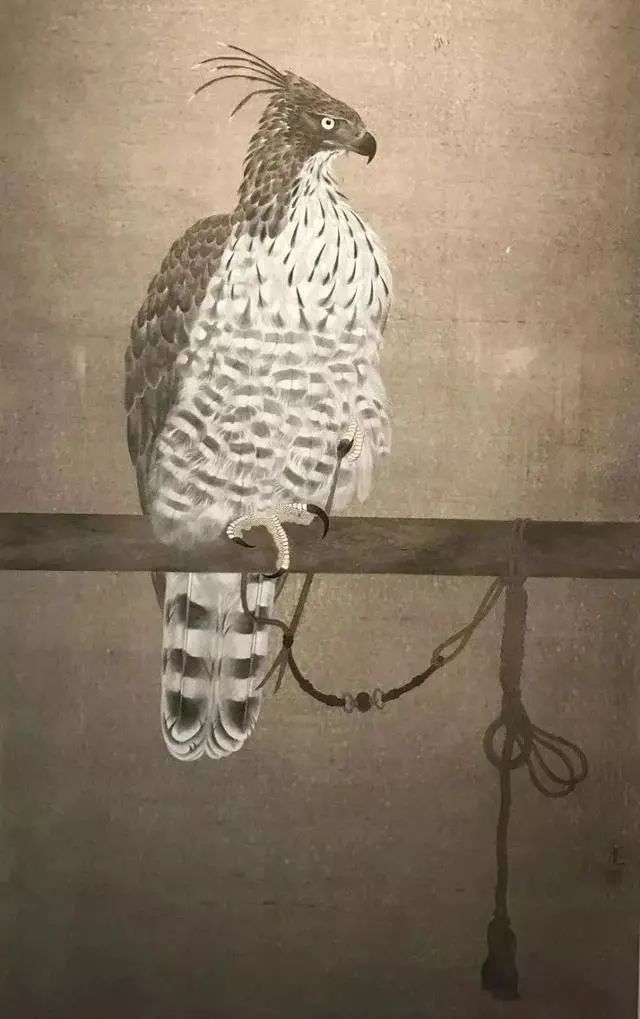 他画的鹰，严谨工致，萧疏威严