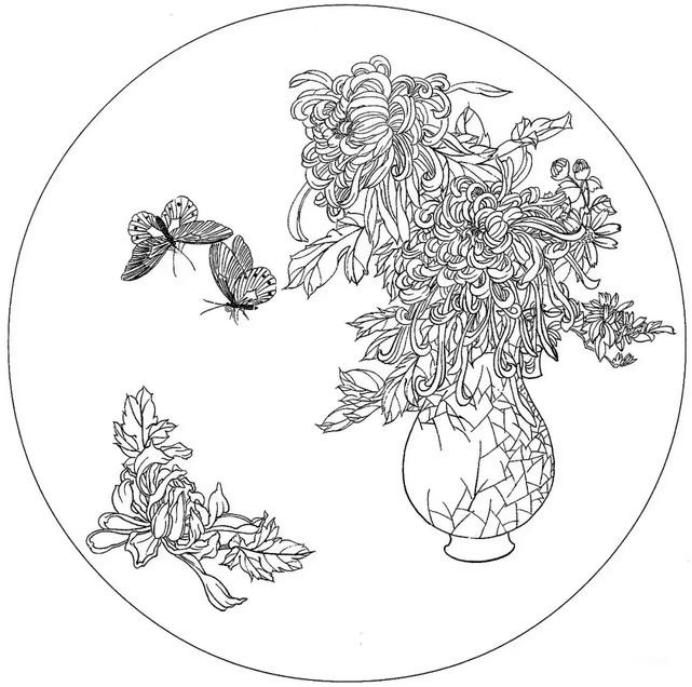 圆面白描作品古风,书法圆面白描作品集