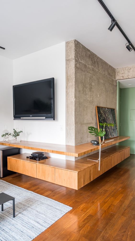 电视墙收纳柜靠外边留多少,家里电视柜到顶收纳