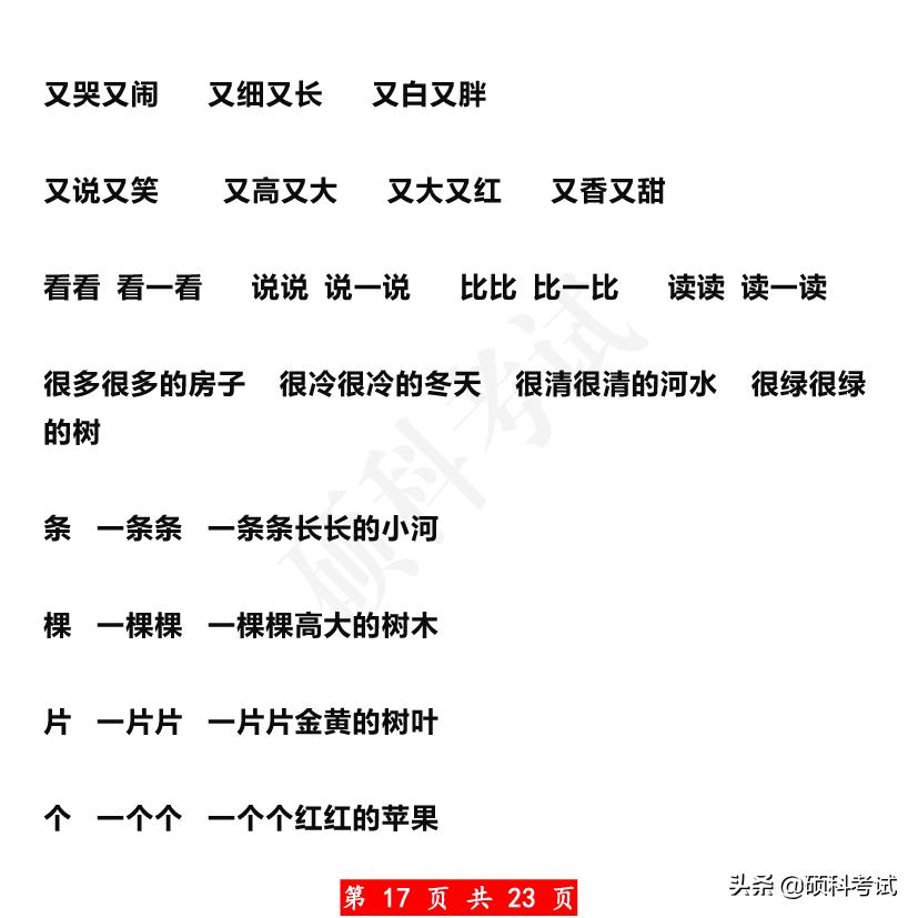 叠词短语一年级,一年级语文生字组词和反义词