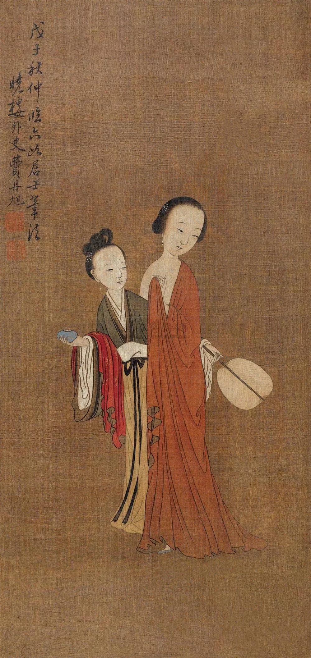 贵妃出浴图立轴设色绢本图片,贵妃出浴图国画有几幅