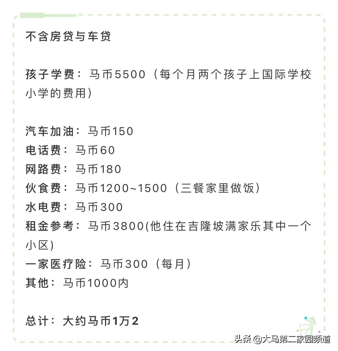 在马来西亚一年真实花销,一家人去马来西亚玩要多少钱