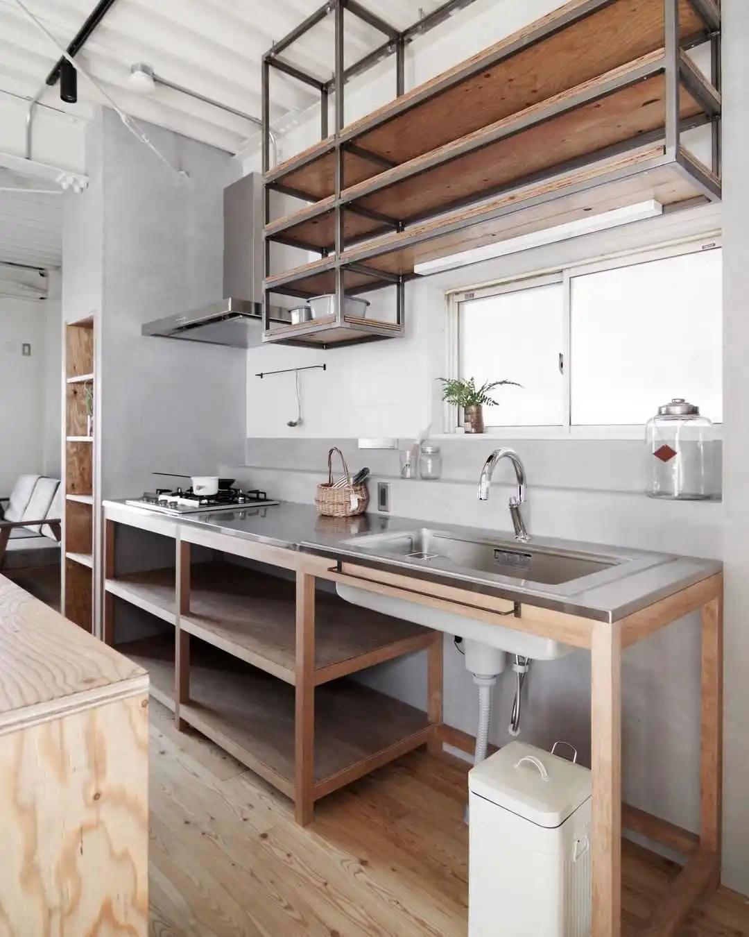 高颜值不锈钢台面橱柜,不锈钢大理石橱柜