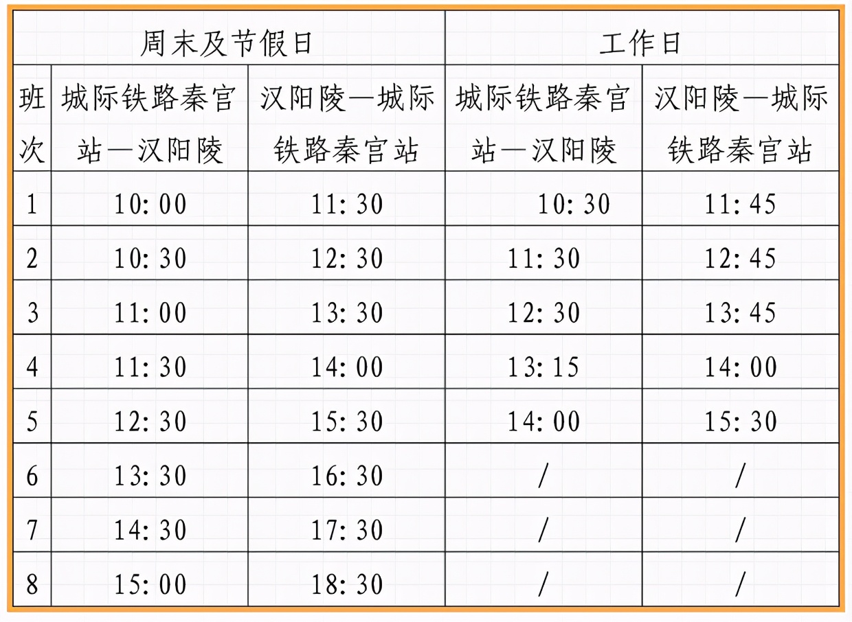 秦宫站到汉阳陵景区直通车,去汉阳陵免费直通车