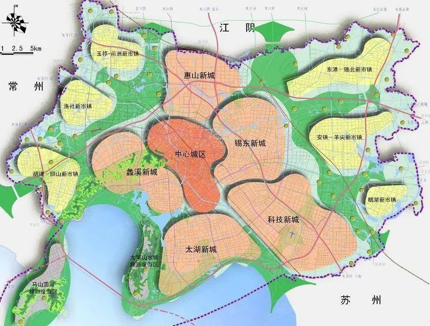 无锡出发一路南下,无锡市区往南还向北