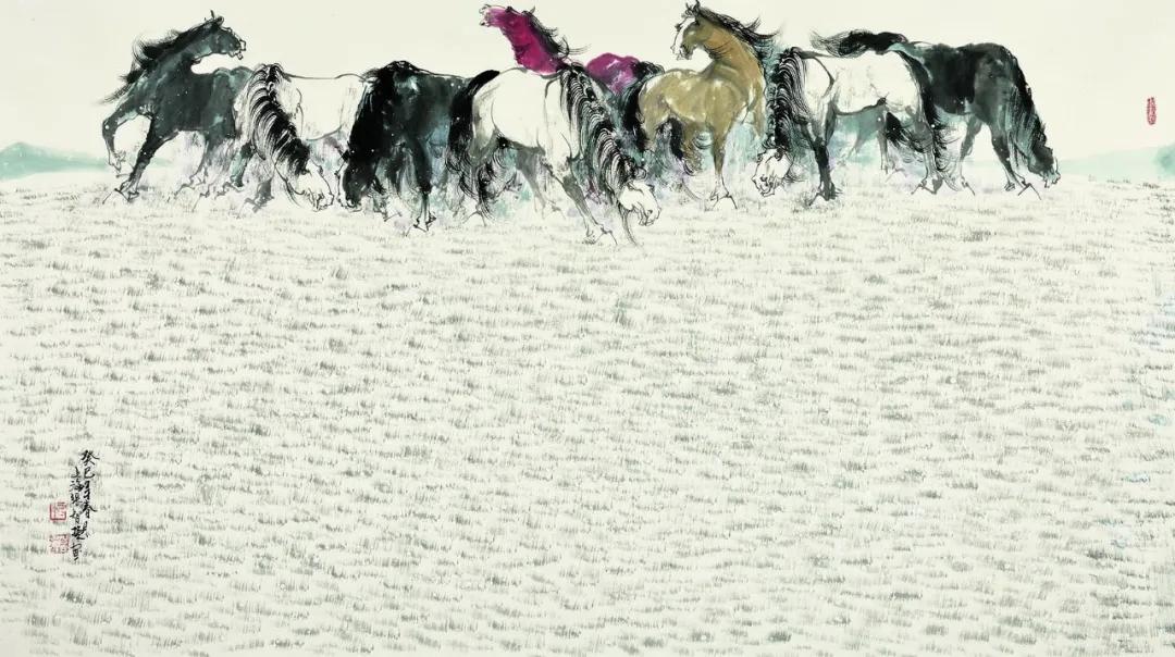 八骏雄风字画,名家精品国画八骏图