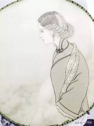 团扇仕女图画法,执扇仕女工笔画法图解