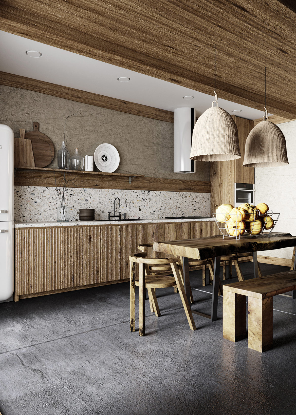 侘寂风屋顶原木设计,原木侘寂风住宅设计