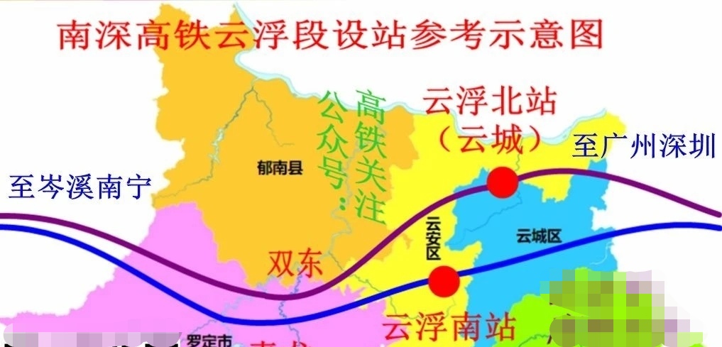 南深高铁云浮站选址在哪里,南深高铁最新线路图云浮南站图
