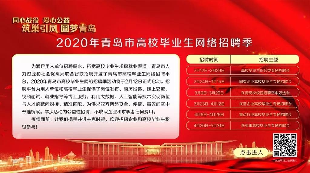同心战“疫”，圆梦青岛！青岛市高校毕业生网络招聘平台上线运行！