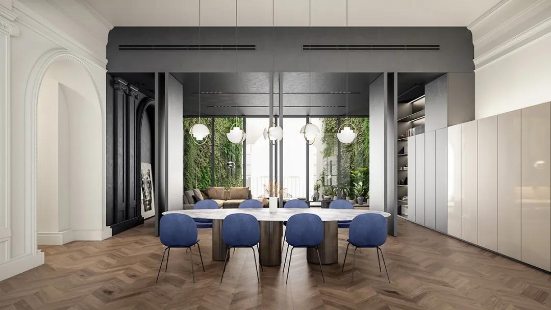 意式轻奢94平米效果图,奢华优雅独特空间