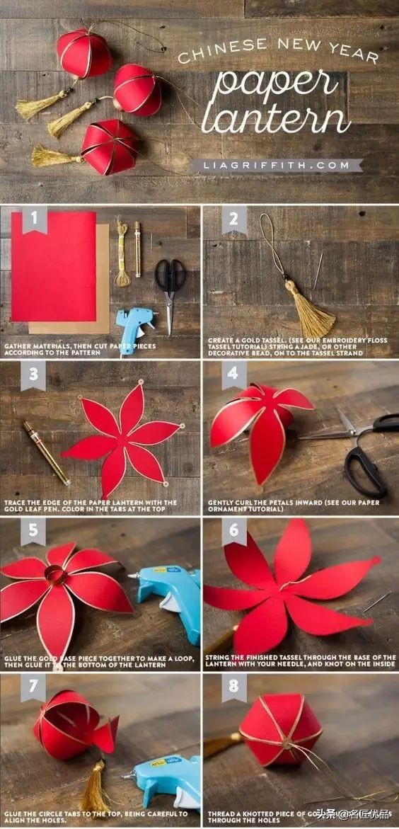 猪年手工制作纸灯笼,大红灯笼手工制作简约过年