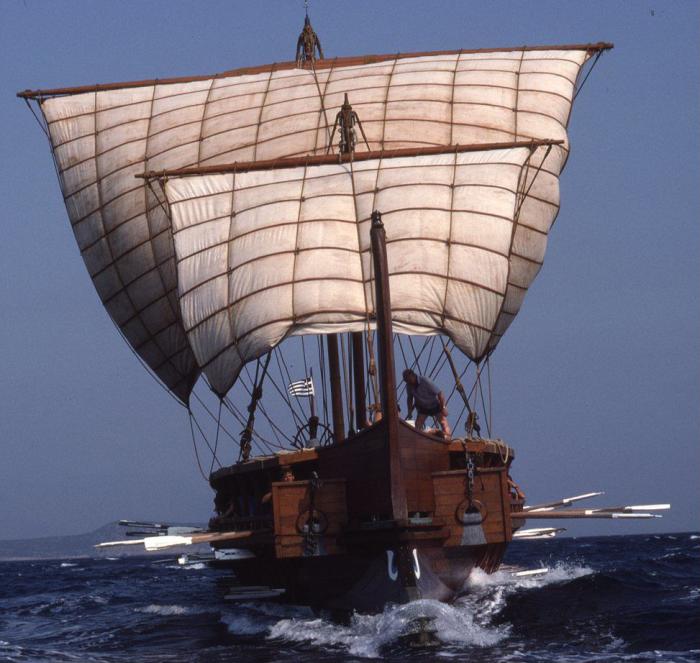 三排桨划动的古罗马战船,二千多年前古希腊有多大的战船