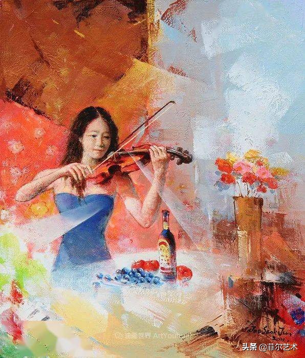 韩国画家朱世柱的作品非常出色，温暖、音乐和神秘