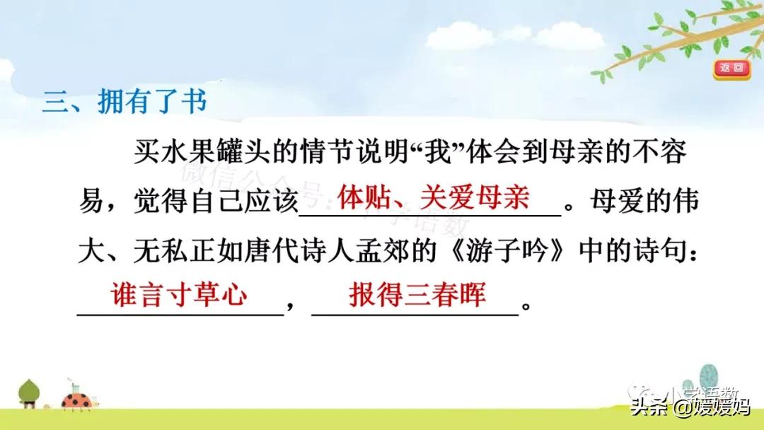 五年级上册练习册第18课慈母情深,五年级第18课慈母情深课文结构图