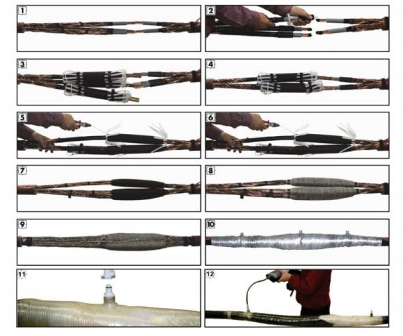 电缆三芯直型接头,三心电缆线快速接头