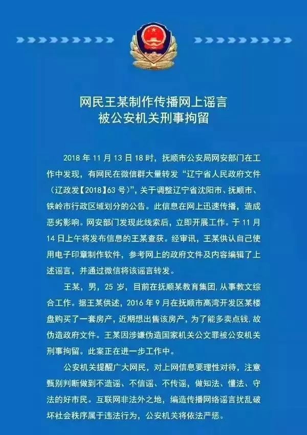 伪造“沈阳调整行政区”红头文件抚顺王某就想多赚钱