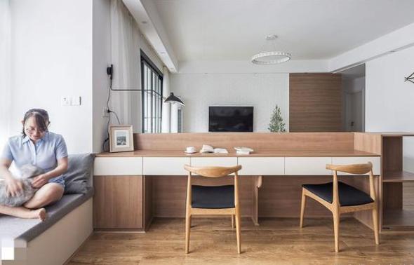 130平客厅才5.7米横厅设计,30平阳台客厅餐厅一体设计