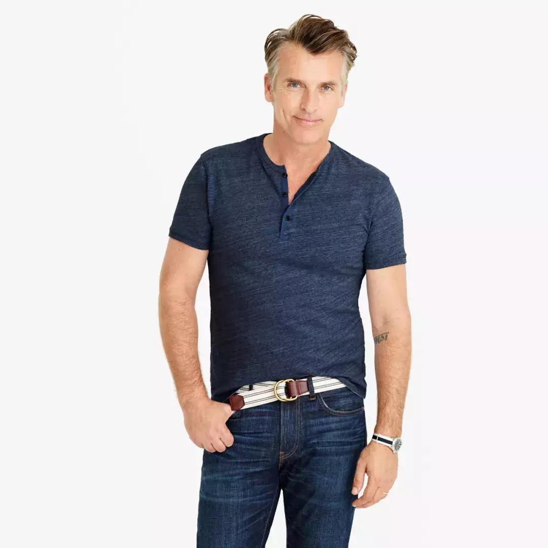 亨利领复古穿搭,高端男士亨利领中袖