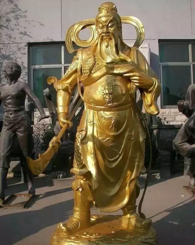 云南石雕关公人物雕像,关公雕像佛纹寓意