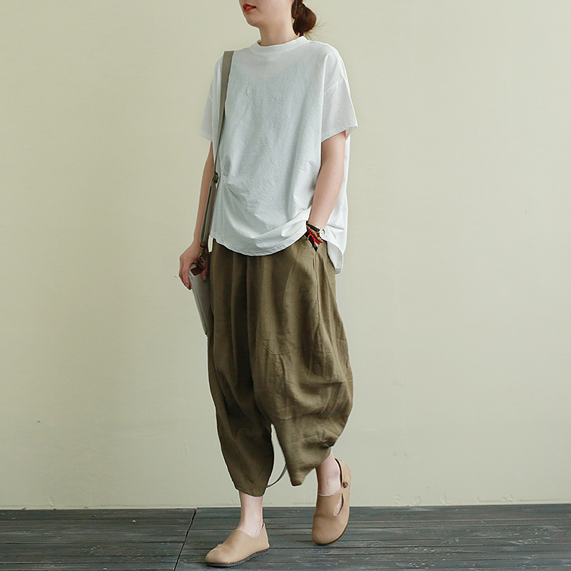 复古文艺范百搭款哈伦牛仔裤,文艺范复古哈伦棉裤