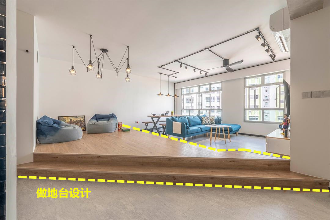 越来越多的人不做背景墙,整个房间抬高做地台