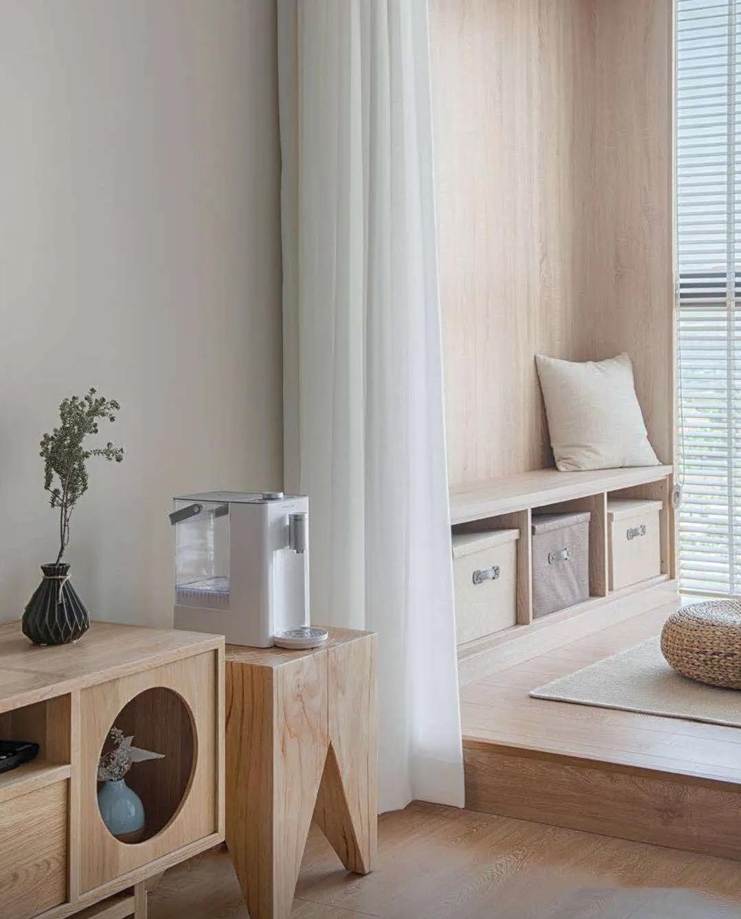 原木风茶室20平方空间装修效果图,100平方小户型原木风带茶室设计