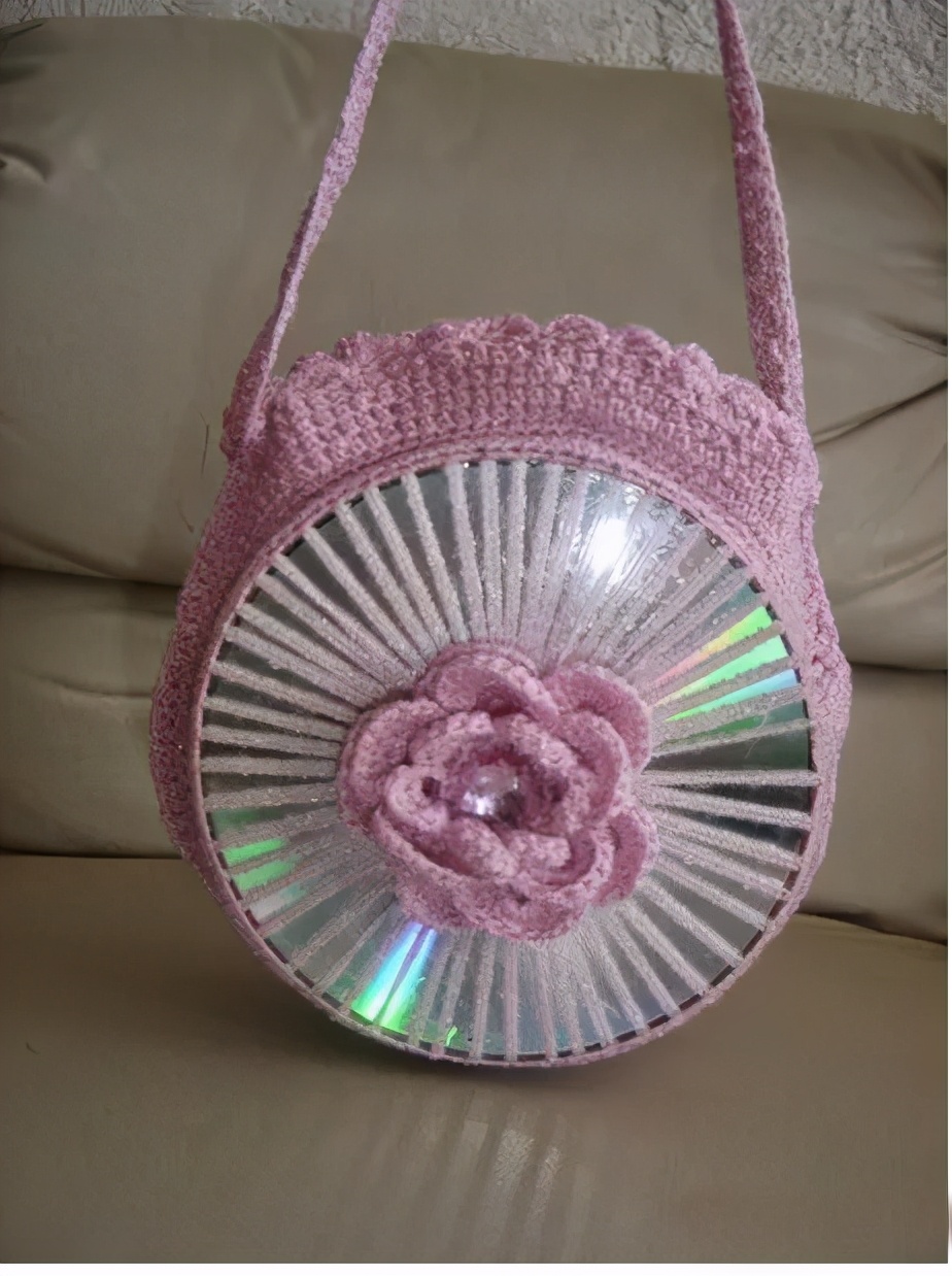 废旧光盘钩针收纳,可以钩什么物件好看又实用