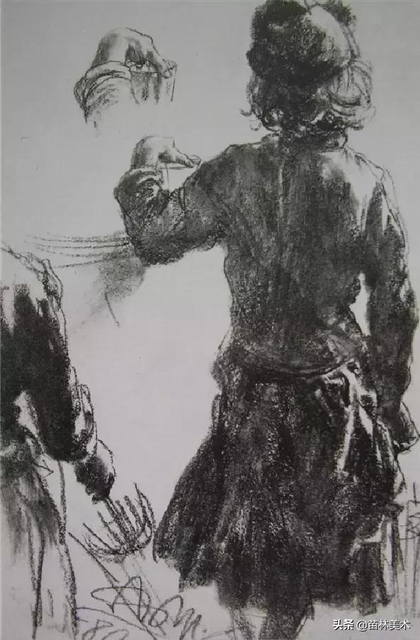 门采尔自画素描高清大图,素描大师门采尔著名作品