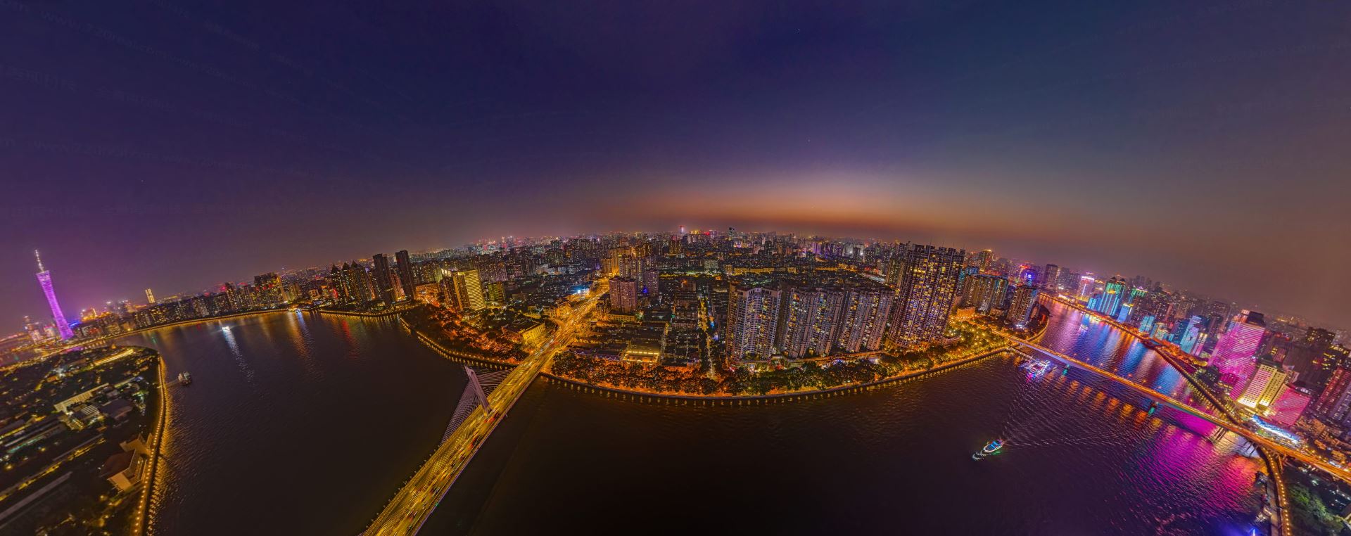 瞰世界,广州珠江夜景现代