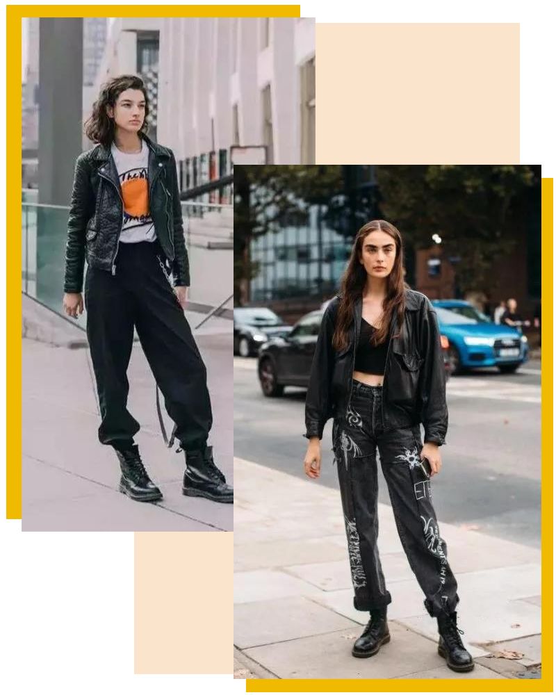 马丁靴+小黑裤，冬日保暖显高CP