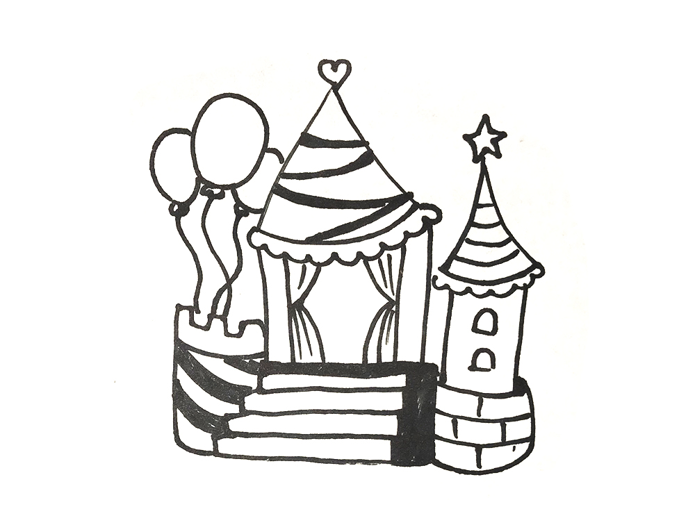 儿童画卡通城堡简笔画,简笔画城堡公主在城堡里面坐着