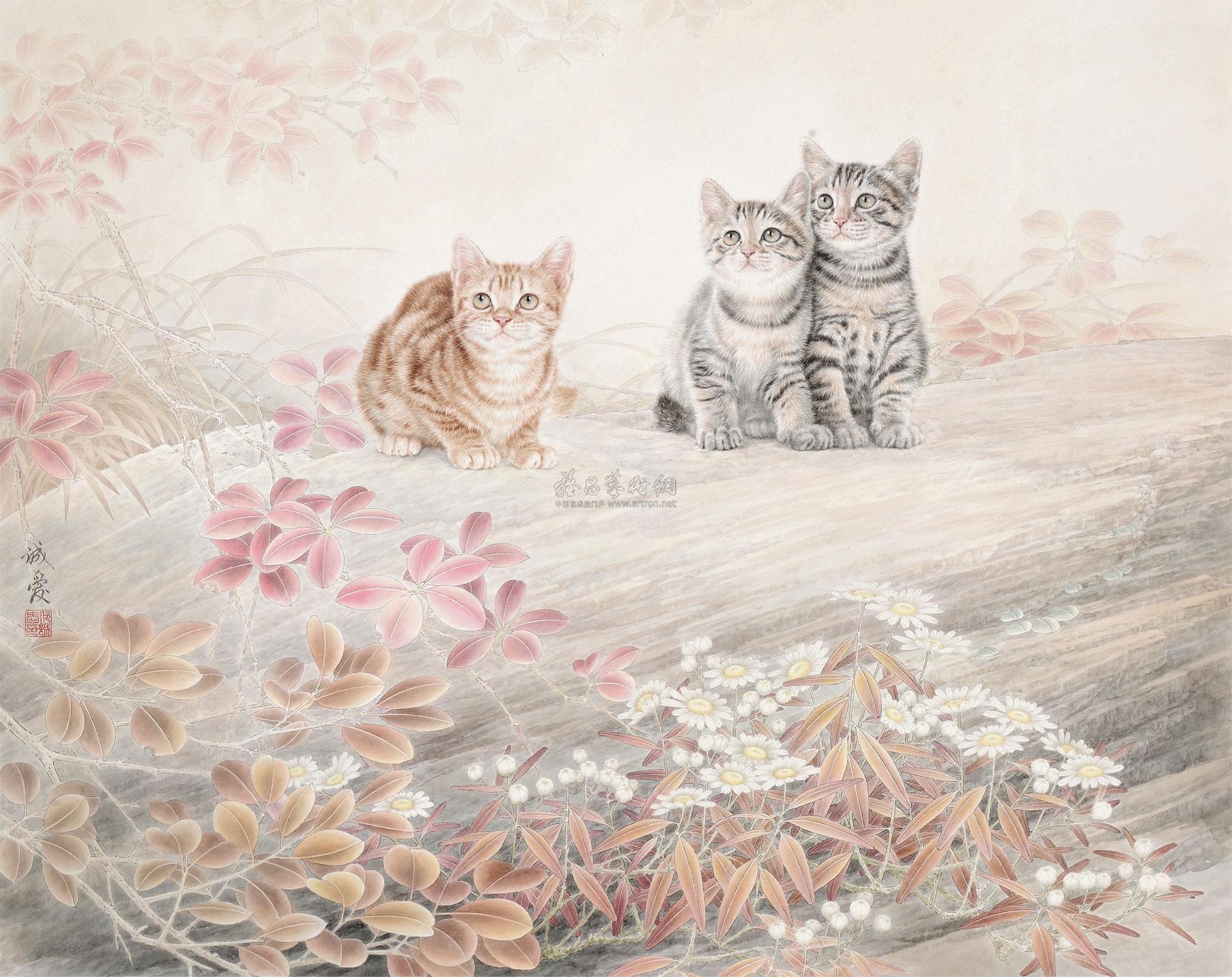 邢诚爱工笔猫画法,邢诚爱工笔画猫兔子高清大图