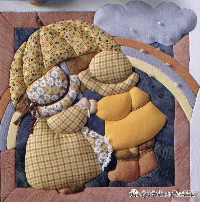 布艺diy拼布图案贴画,布画diy手工制作大全