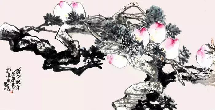 吕冰大写意花鸟画,吕冰大写意花鸟画寿桃