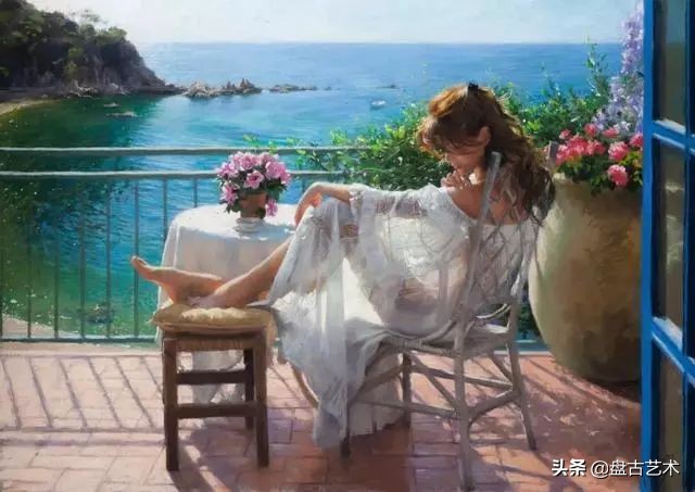 西班牙画家画美女的炉火纯青技法——盘古艺术油画