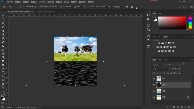 水面倒影ps羽化,ps更换天空加水面倒影