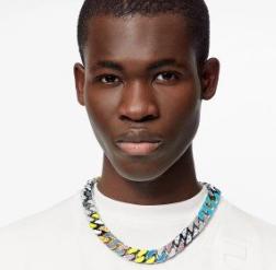 lv2022新款男士古巴链,lv古巴竹节项链蓝色