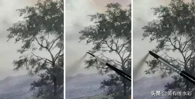 水彩画山风景入门,远山画法入门教程