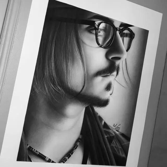 超写实素描人像,人像素描画抽象