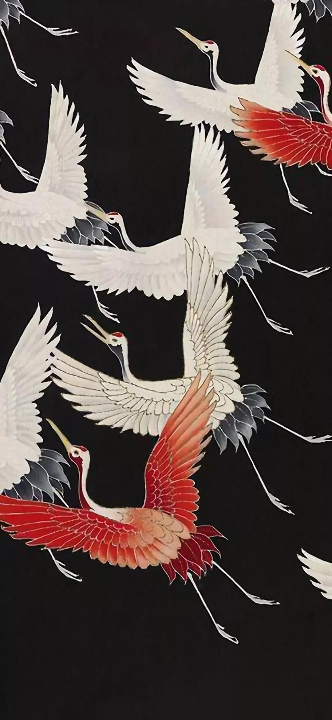 超高清古风仙鹤壁纸,仙鹤图案的中国风壁纸