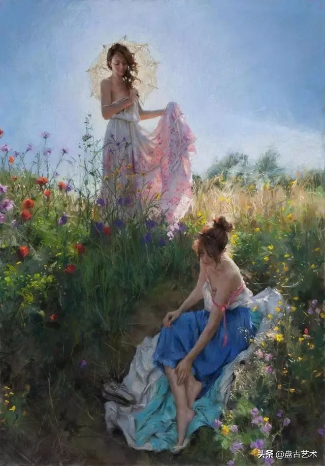 西班牙画家画美女的炉火纯青技法——盘古艺术油画