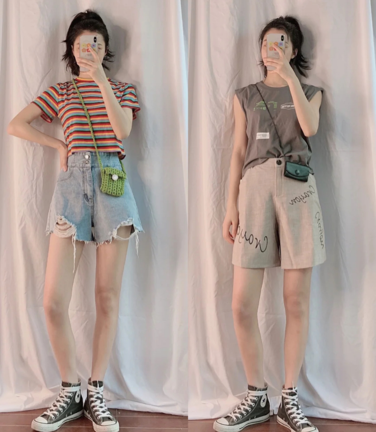 林允黑色罩衫短裤,林允短裤穿搭图片