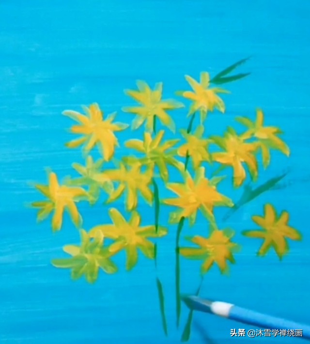 丙烯画教程零基础小黄花,丙烯画入门教程0基础简单小花