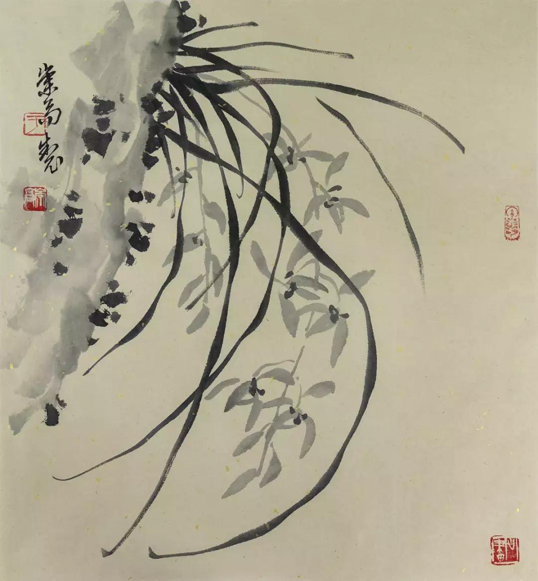 梅兰竹菊国画中的山石画法,梅兰竹菊国画写意教学视频