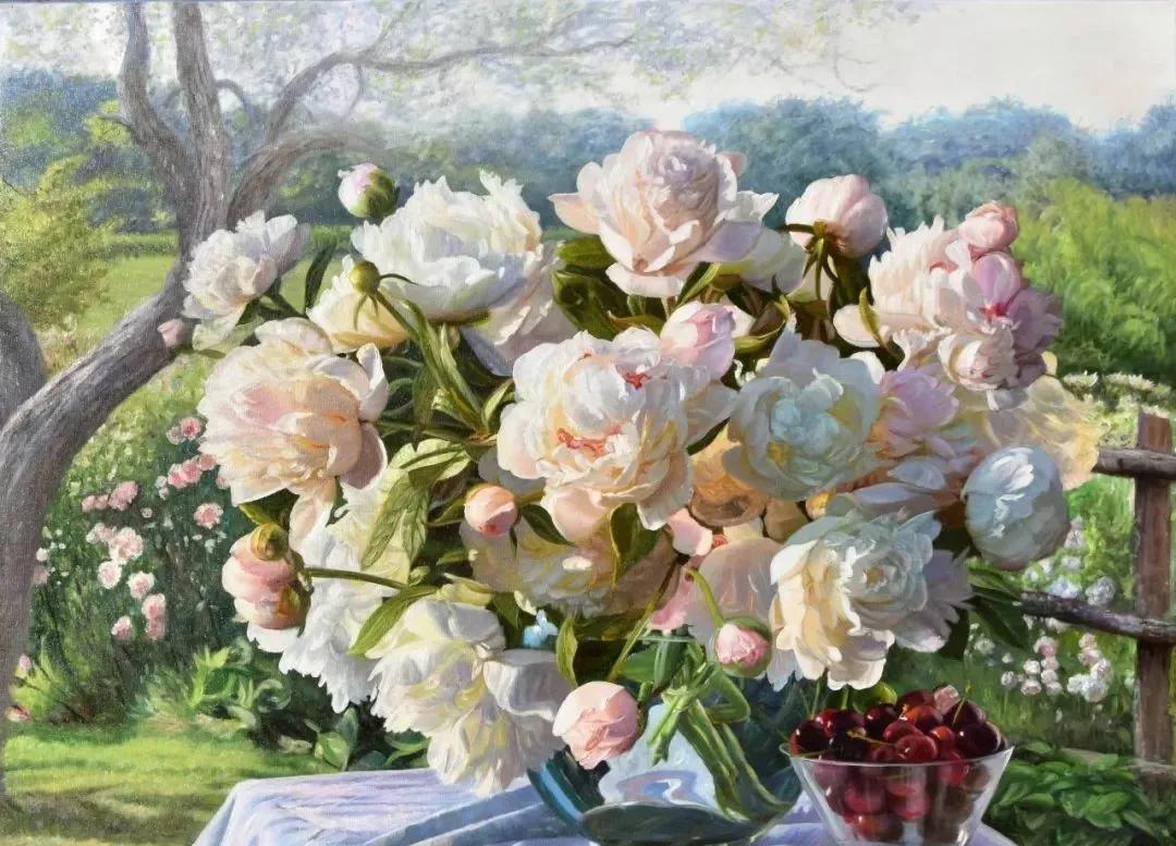 世界著名大师花卉油画,油画漂亮风景画