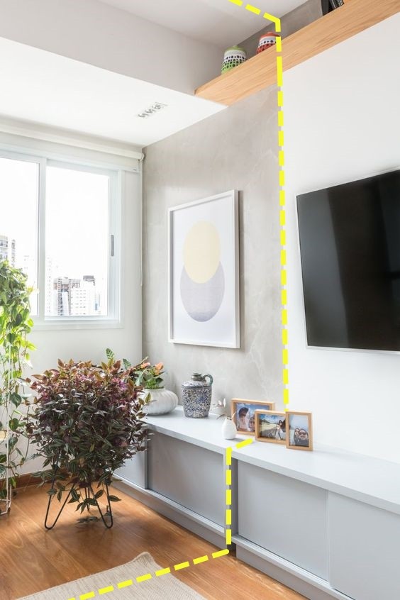 电视墙收纳柜靠外边留多少,家里电视柜到顶收纳